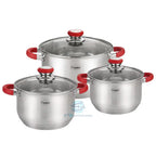 Ollas En Acero Quirúrgico Valeska De 6 Pcs Tapa Vidrio