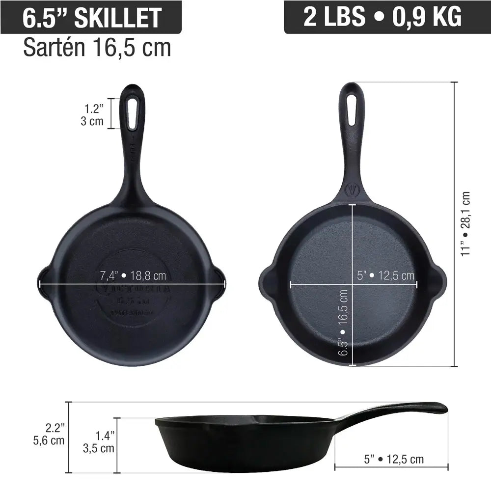 Sartén Victoria en Hierro Fundido Curada de 16.5 cm - 0.5L