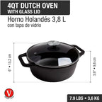 Olla Holandesa Victoria en Hierro Fundido Esmaltada de 3.8 Litros T/Vidrio
