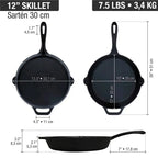 Sartén Victoria en Hierro Fundido Curada de 30 cm - 3.1L