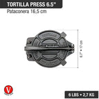 Prensa Tortilla de 16.5 cm Hierro Fundido Victoria Curada
