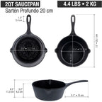 Sartén Profundo Victoria en Hierro Fundido  20 cm - 1.9L