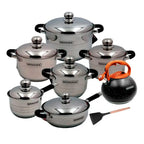 Ollas Brikenia 13 Piezas En Acero Inoxidable Tetera Roca Volcánica