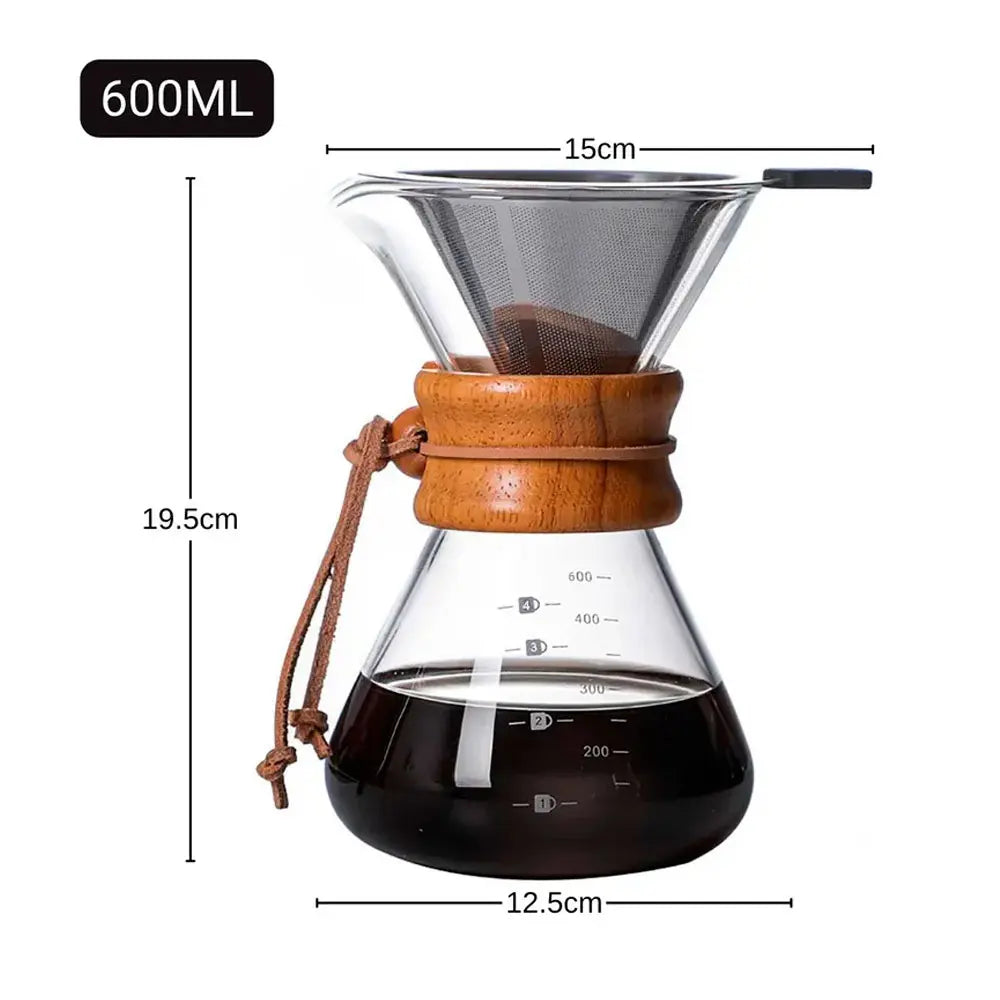 Cafetera De Goteo Chemex De 600ml Con Filtro En Acero Inoxidable