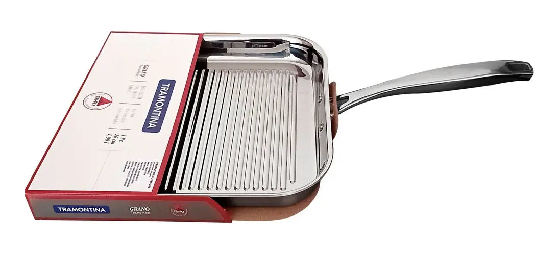 Sartén parrillero grano Tramontina 26cm / 1.9l Cm Acero Inoxidable 18/10