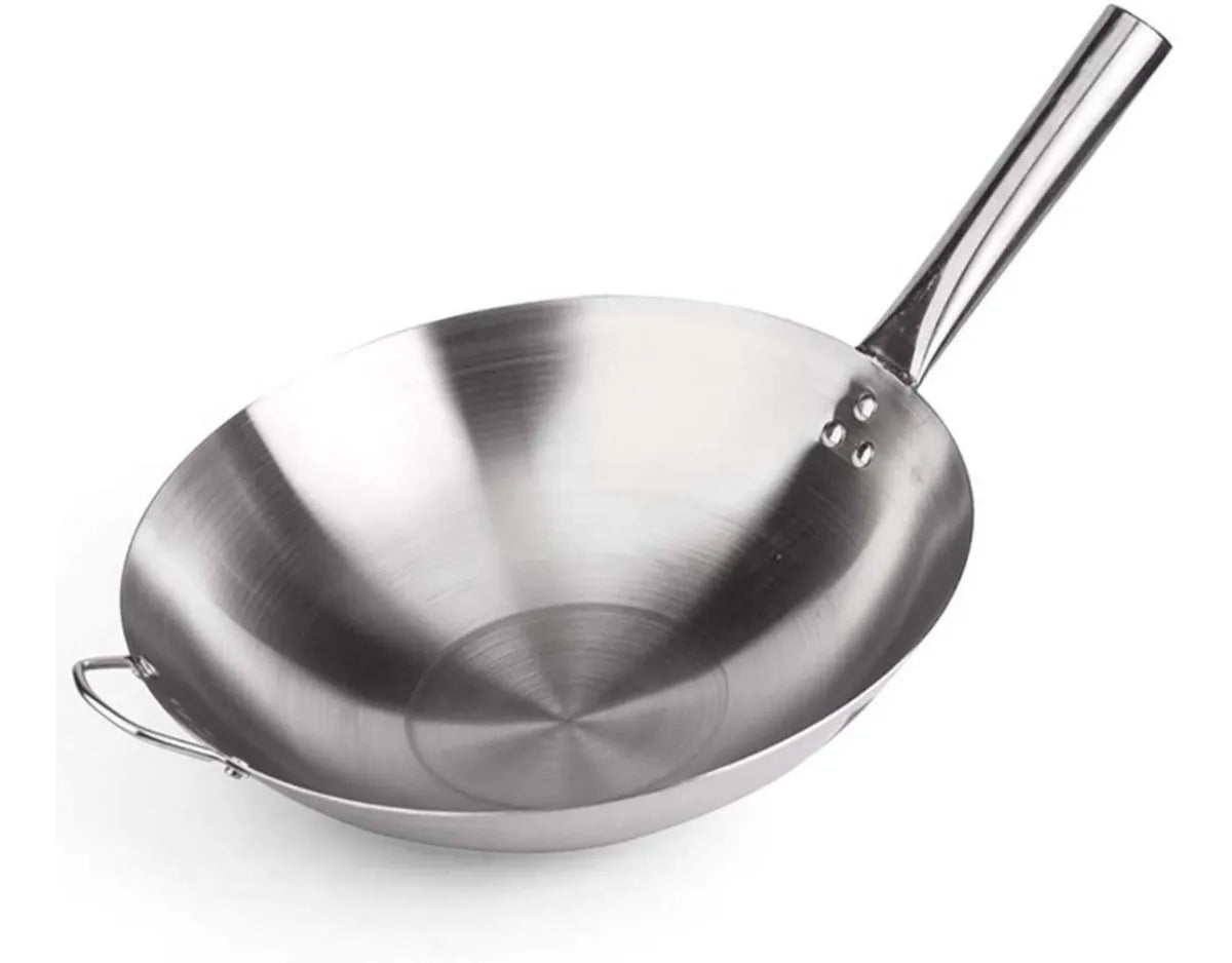 Sartén Wok Chifero de 28cm En Acero Inoxidable