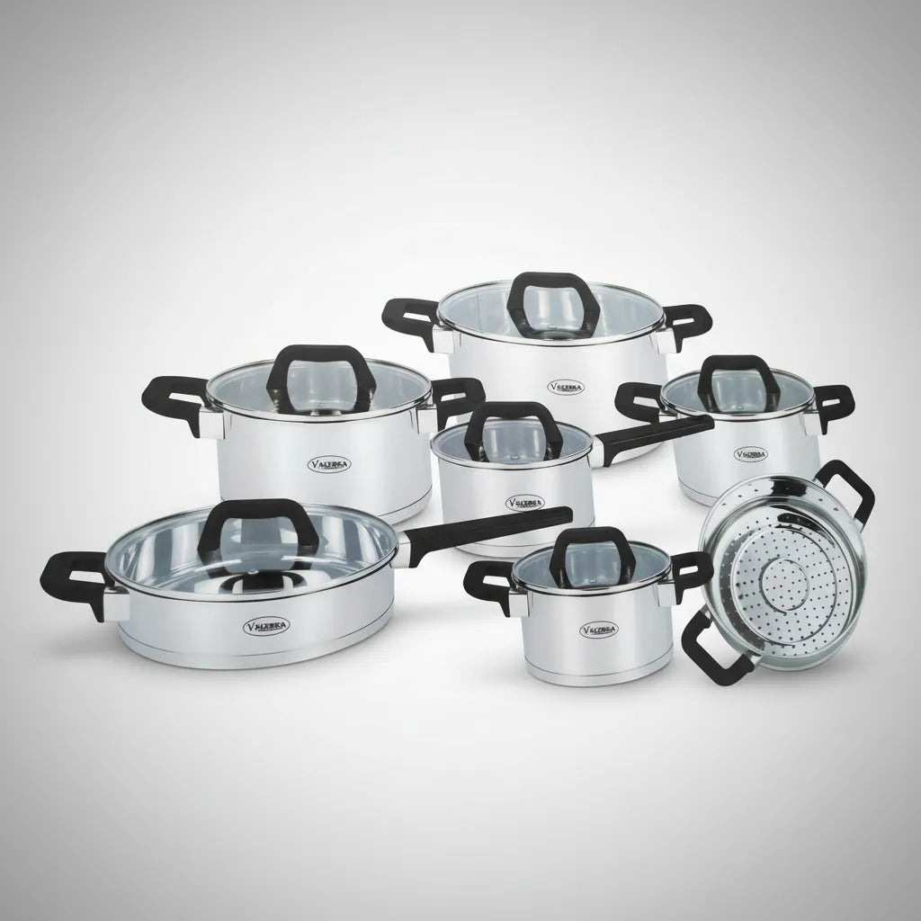 Juego de Ollas En Acero Quirúrgico Valeska de 13 Piezas VL-BOGEN 13JUMBO