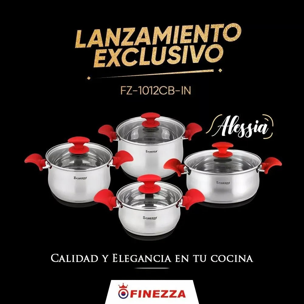 Juego De Ollas Finezza En Acero Inoxidable 18/10 Alessia 8 Pcs