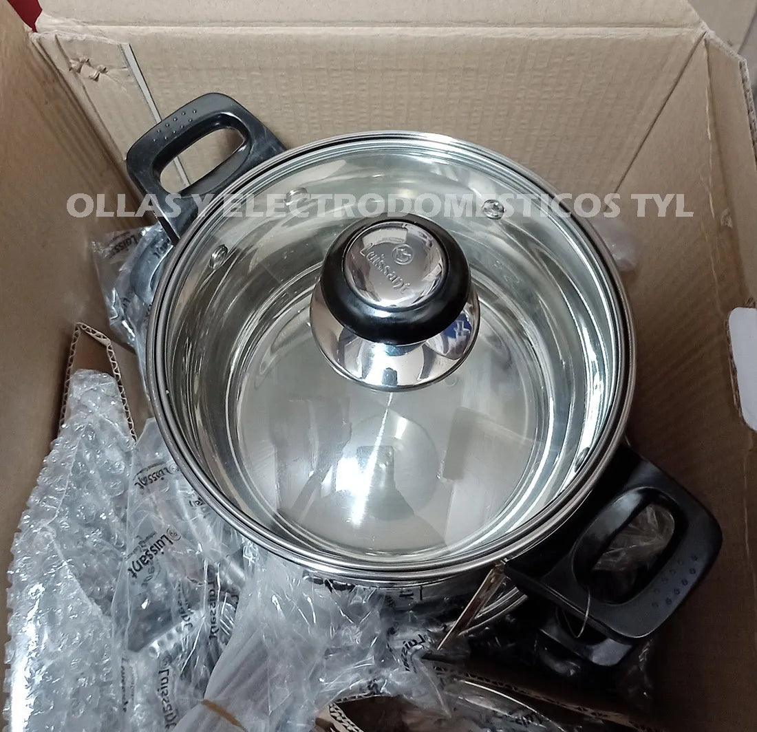 Ollas Luissant de 6 Pcs En Acero Inoxidable 18/10 Tapa Vidrio LU-1203A-IN