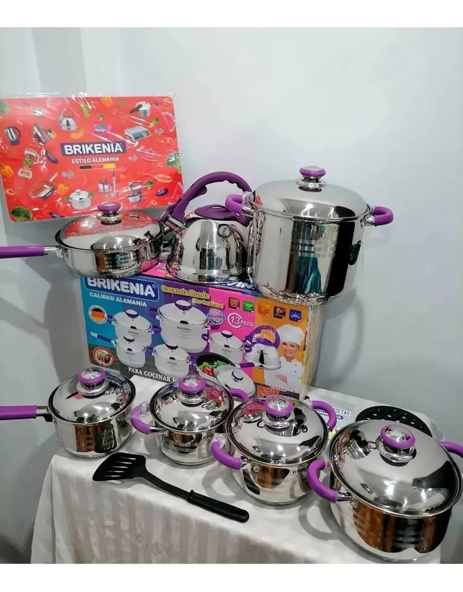 Ollas Brikenia 13 Piezas En Acero Quirúrgico Tetera 5L