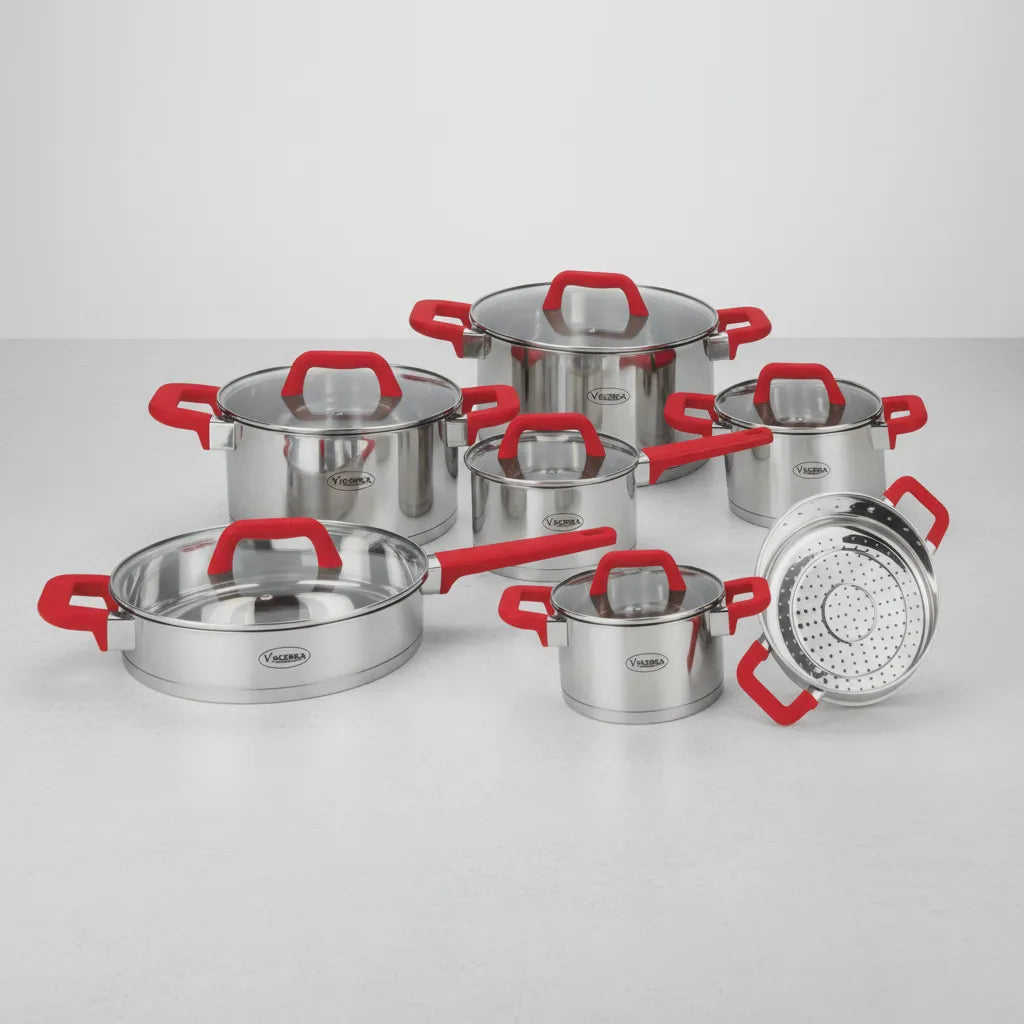 Juego de Ollas En Acero Quirúrgico Valeska de 13 Piezas VL-BOGEN 13JUMBO