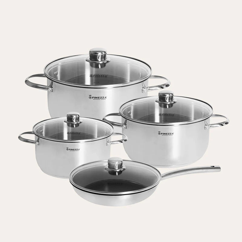 Juego De Ollas Finezza En Acero Inoxidable 18/10 de 8 Pcs