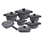 Ollas En Roca Volcánica Valeska De 13 Pcs Tapa Vidrio VL-RUBI13