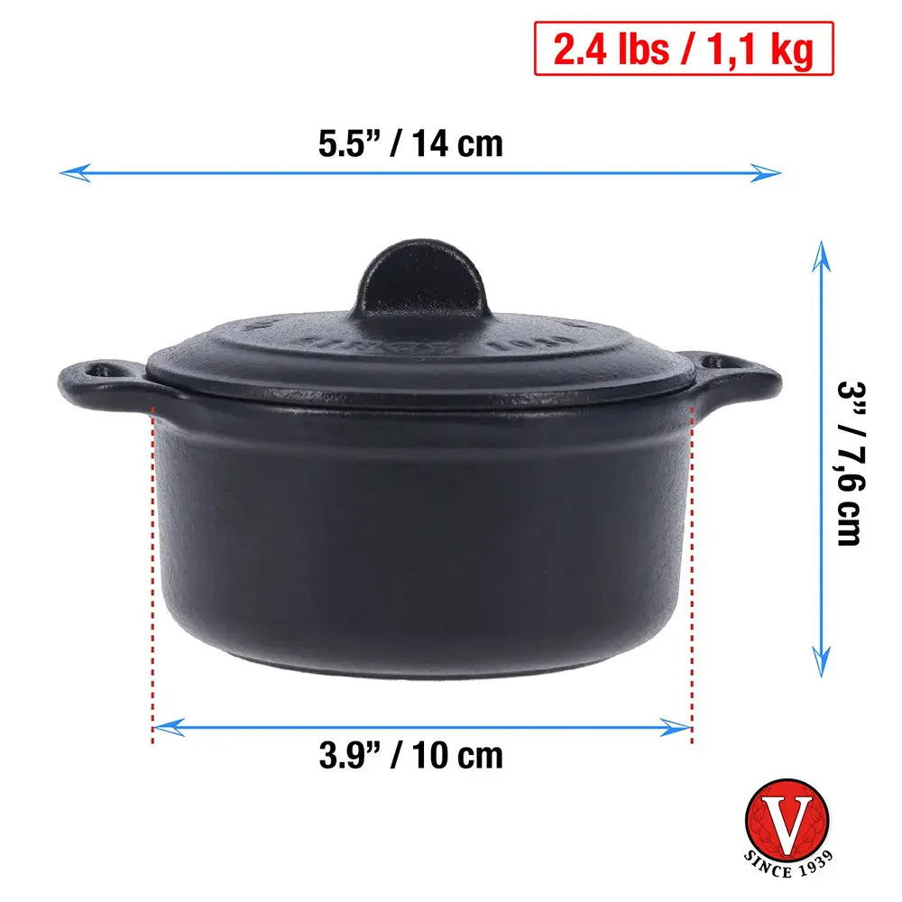 Mini Olla Victoria en Hierro Fundido Esmaltada de 200 ML - 10cm