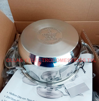 Set De Ollas Finezza – 8 Piezas Acero Inoxidable 18/10 FZ-978AE-IN