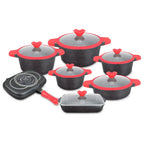 Ollas En Roca Volcánica Valeska De 13 Pcs Tapa Vidrio VL-RUBI13