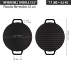 Plancha Asadora Reversible Redondo Victoria de 32CM Hierro Fundido Curada