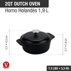 Olla Holandesa Victoria en Hierro Fundido Curada de 1.9 Litros