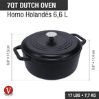 Olla Holandesa Victoria en Hierro Fundido Curada de 6.8 Litros