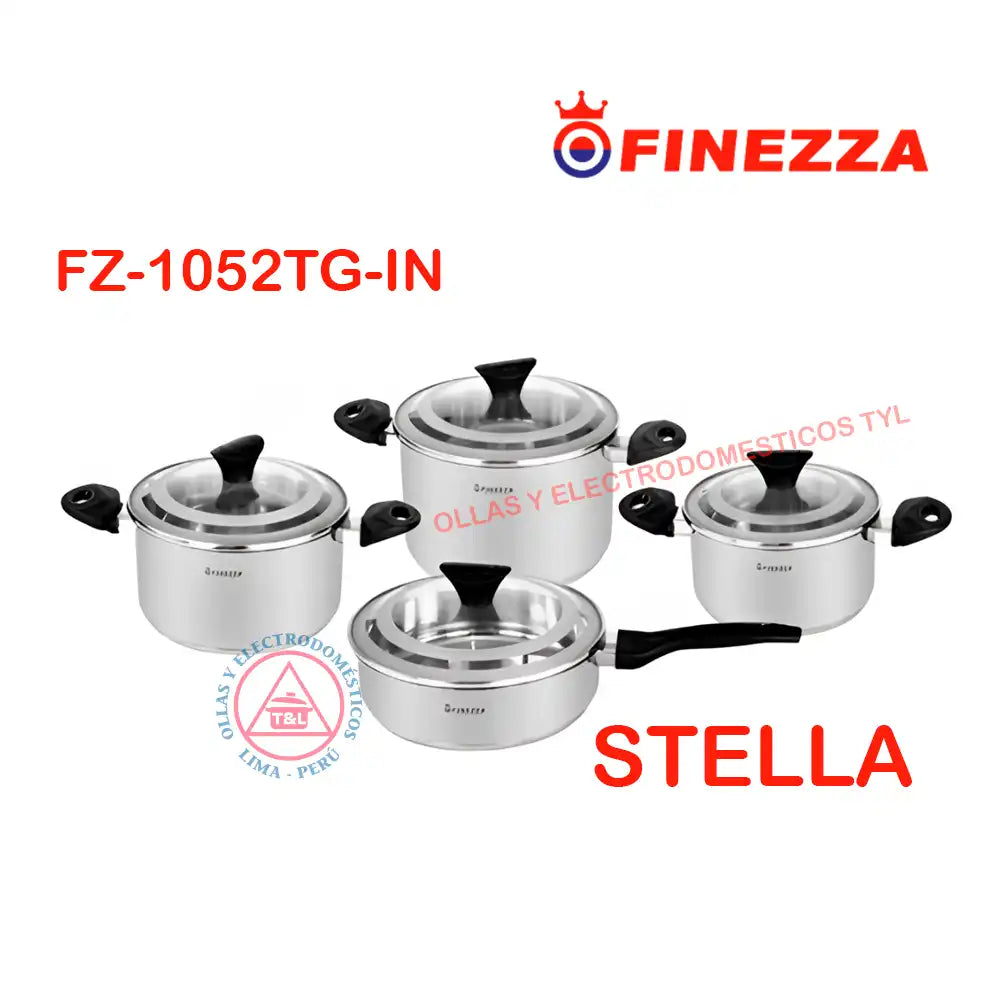 Juego De Ollas Finezza Stella FZ-1052TG-IN – 8 Piezas Acero Inoxidable 18/10