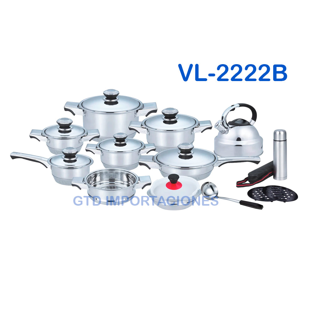 Juego De Ollas En Acero Inoxidable 18/10 Valeska de 22 Piezas