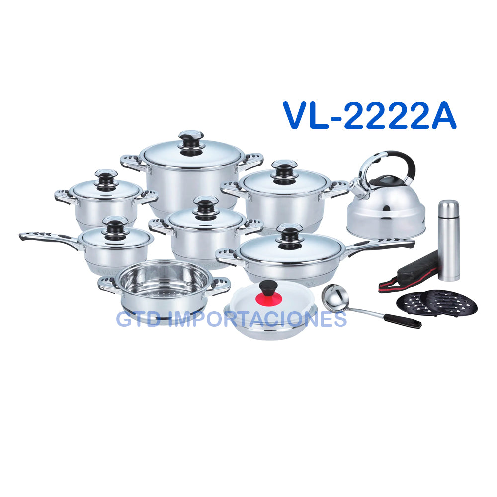 Juego De Ollas En Acero Inoxidable 18/10 Valeska de 22 Piezas