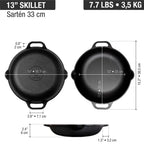 Sartén Paellera Victoria en Hierro Fundido Curada  33 cm - 3.5L