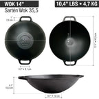 Sartén Wok Esmaltada Victoria en Hierro Fundido 35,5 cm - 5.8L