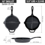 Sartén Victoria en Hierro Fundido Curada de 25 cm - 2.1L