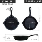 Sartén Victoria en Hierro Fundido Curada de 20 cm - 1.1L