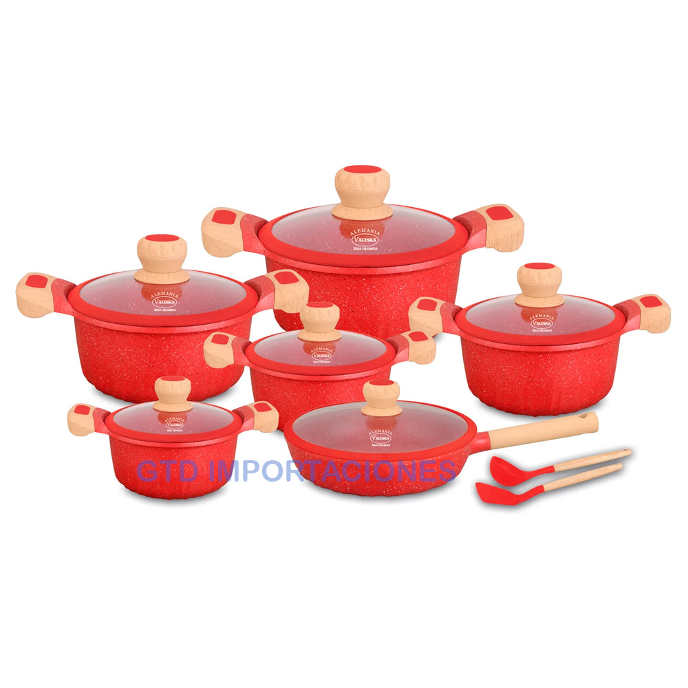 Juego De Ollas En Roca Volcánica Con Granito Valeska De 10 Piezas VL-LILY12