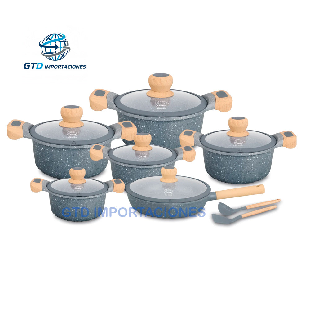 Juego De Ollas En Roca Volcánica Con Granito Valeska De 10 Piezas VL-LILY12