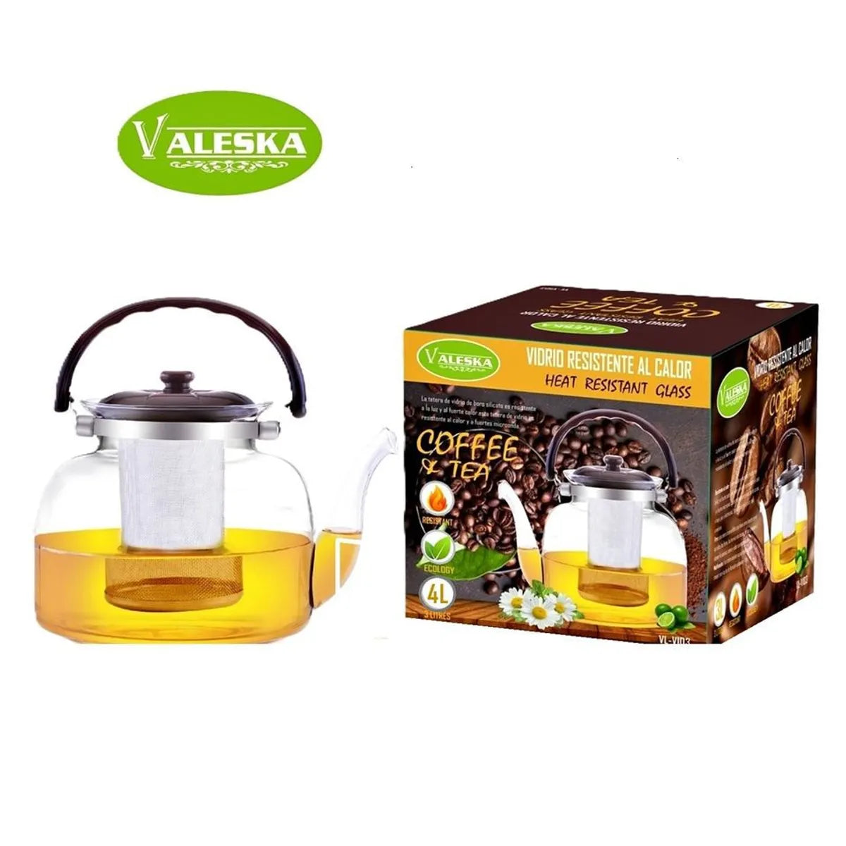 Tetera Valeska De Vidrio 4 Litros Con Filtro