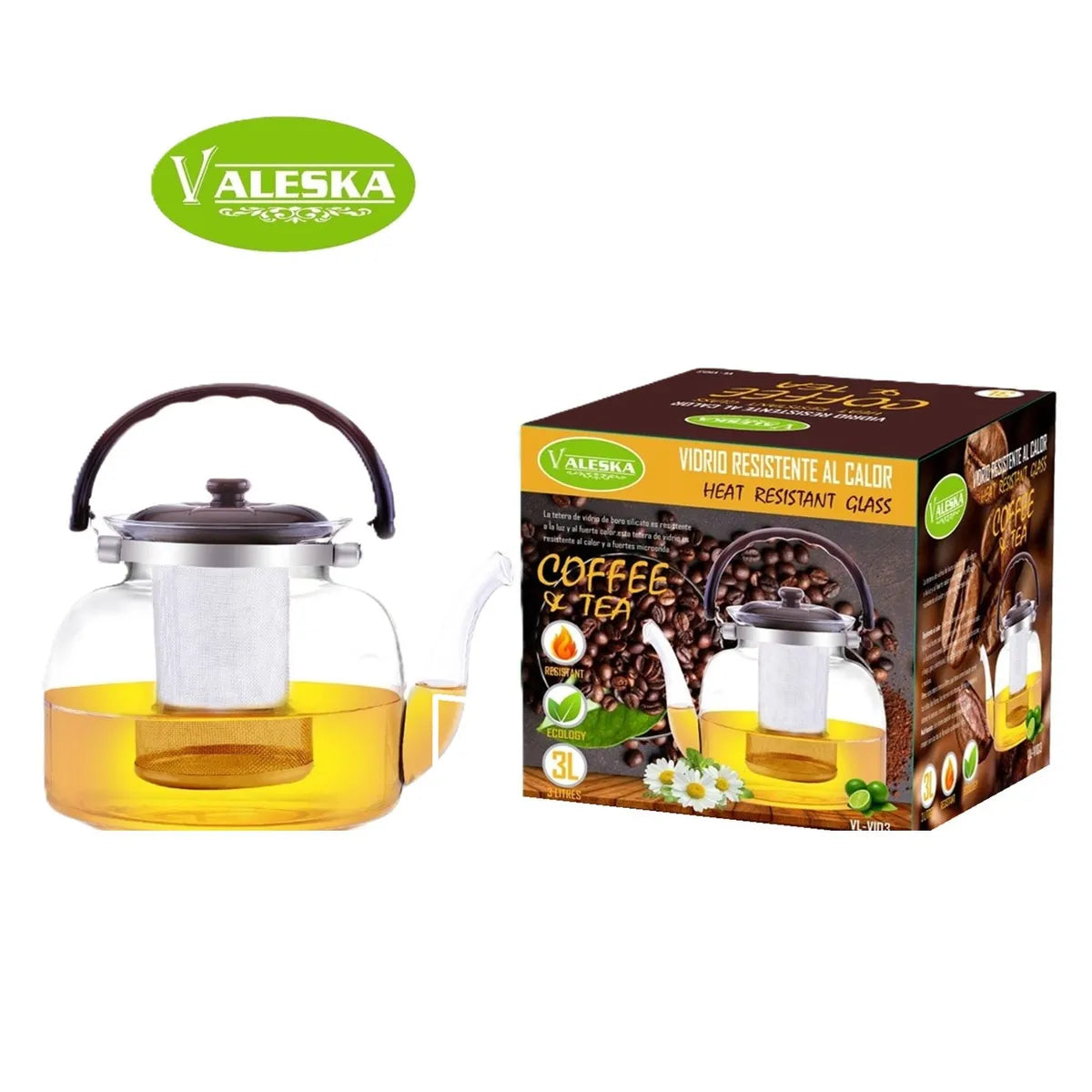 Tetera Valeska De Vidrio 3 Litros Con Filtro